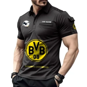 Borussia Dortmund II Poloshirt mit Tasche, All Over Print Hemd für Männer BDE4805092501 - Schwarz