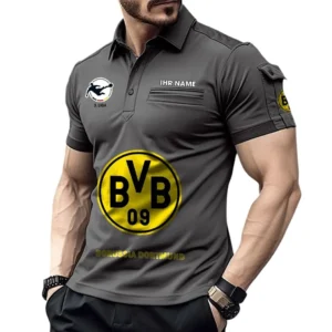 Borussia Dortmund II Poloshirt mit Tasche, All Over Print Hemd für Männer BDE4805092501 - Grau