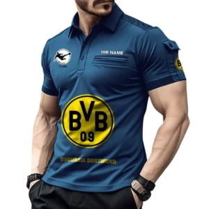 Borussia Dortmund II Poloshirt mit Tasche, All Over Print Hemd für Männer BDE4805092501 - Marineblau