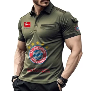 FC Bayern Munchen Poloshirt mit Tasche, All Over Print Hemd für Männer BDE4805092502 - Grün