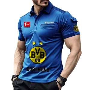 Borussia Dortmund Poloshirt mit Tasche, All Over Print Hemd für Männer BDE4805092503 - Blau