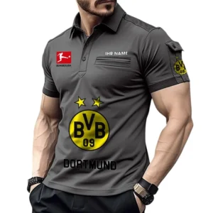 Borussia Dortmund Poloshirt mit Tasche, All Over Print Hemd für Männer BDE4805092503 - Grau