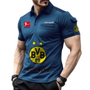Borussia Dortmund Poloshirt mit Tasche, All Over Print Hemd für Männer BDE4805092503 - Marineblau