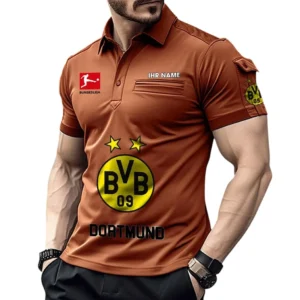 Borussia Dortmund Poloshirt mit Tasche, All Over Print Hemd für Männer BDE4805092503 - Orange
