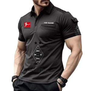 Borussia Monchengladbach Poloshirt mit Tasche, All Over Print Hemd für Männer BDE4805092504 - Schwarz