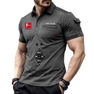 Borussia Monchengladbach Poloshirt mit Tasche, All Over Print Hemd für Männer BDE4805092504 - Grau