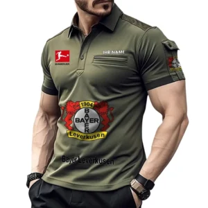 Bayer 04 Leverkusen Poloshirt mit Tasche, All Over Print Hemd für Männer BDE4805092505 - Grün