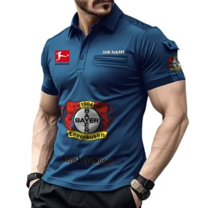 Bayer 04 Leverkusen Poloshirt mit Tasche, All Over Print Hemd für Männer BDE4805092505 - Marineblau