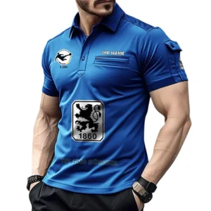1860 Munich Poloshirt mit Tasche, All Over Print Hemd für Männer BDE4805092506 - Blau