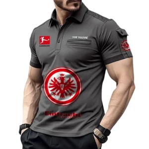 Eintracht Frankfurt Poloshirt mit Tasche, All Over Print Hemd für Männer BDE4805092507 - Grau