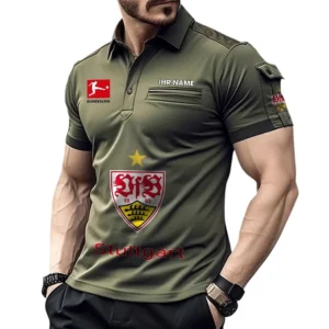 VfB Stuttgart Poloshirt mit Tasche, All Over Print Hemd für Männer BDE4805092508 - Grün