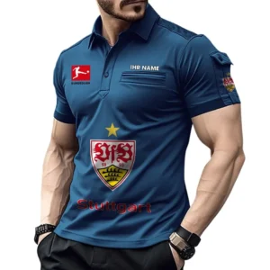 VfB Stuttgart Poloshirt mit Tasche, All Over Print Hemd für Männer BDE4805092508 - Marineblau