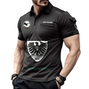 Preußen Münster Poloshirt mit Tasche, All Over Print Hemd für Männer BDE4805092509 - Schwarz