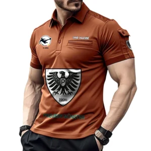 Preußen Münster Poloshirt mit Tasche, All Over Print Hemd für Männer BDE4805092509 - Orange