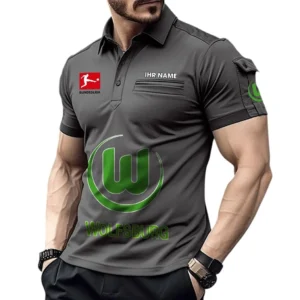 VfL Wolfsburg Poloshirt mit Tasche, All Over Print Hemd für Männer BDE4805092511 - Grau