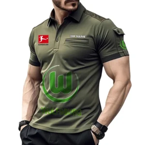 VfL Wolfsburg Poloshirt mit Tasche, All Over Print Hemd für Männer BDE4805092511 - Grün