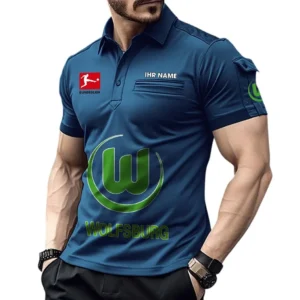 VfL Wolfsburg Poloshirt mit Tasche, All Over Print Hemd für Männer BDE4805092511 - Marineblau