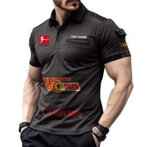 Union Berlin Poloshirt mit Tasche, All Over Print Hemd für Männer BDE4805092513 - Schwarz