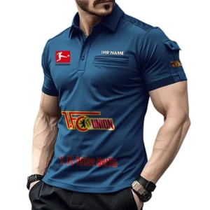 Union Berlin Poloshirt mit Tasche, All Over Print Hemd für Männer BDE4805092513 - Marineblau