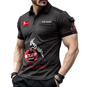 1. FC Koln Poloshirt mit Tasche, All Over Print Hemd für Männer BDE4805092514 - Schwarz