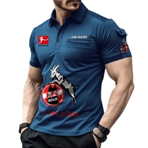 1. FC Koln Poloshirt mit Tasche, All Over Print Hemd für Männer BDE4805092514 - Marineblau