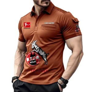 1. FC Koln Poloshirt mit Tasche, All Over Print Hemd für Männer BDE4805092514 - Orange