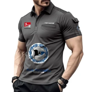 DSC Arminia Bielefeld Poloshirt mit Tasche, All Over Print Hemd für Männer BDE4805092517 - Grau