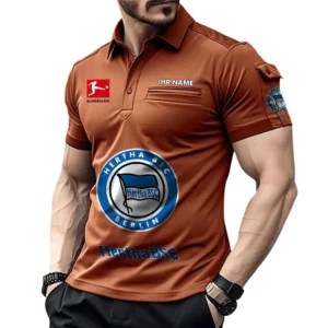 Hertha BSC Poloshirt mit Tasche, All Over Print Hemd für Männer BDE4805092519 - Orange
