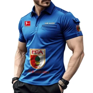 FC Augsburg Poloshirt mit Tasche, All Over Print Hemd für Männer BDE4805092520 - Blau