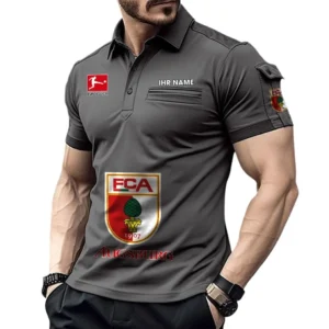 FC Augsburg Poloshirt mit Tasche, All Over Print Hemd für Männer BDE4805092520 - Grau