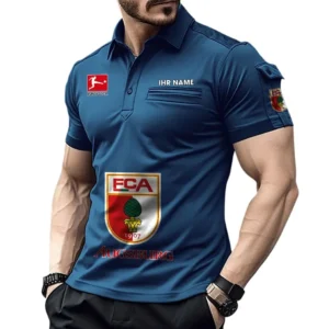 FC Augsburg Poloshirt mit Tasche, All Over Print Hemd für Männer BDE4805092520 - Marineblau