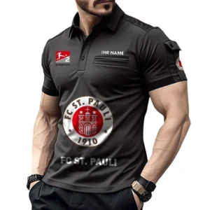 FC St. Pauli Poloshirt mit Tasche, All Over Print Hemd für Männer BDE4805092523 - Schwarz