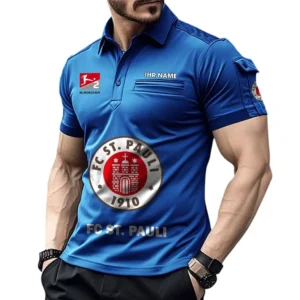 FC St. Pauli Poloshirt mit Tasche, All Over Print Hemd für Männer BDE4805092523 - Blau