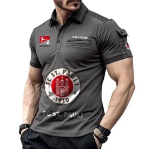 FC St. Pauli Poloshirt mit Tasche, All Over Print Hemd für Männer BDE4805092523 - Grau