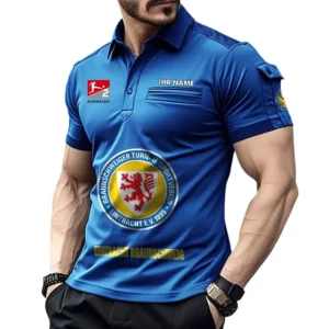 Eintracht Braunschweig Poloshirt mit Tasche, All Over Print Hemd für Männer BDE4805092524 - Blau