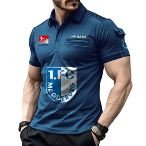 1. FC Magdeburg Poloshirt mit Tasche, All Over Print Hemd für Männer BDE4805092526 - Marineblau