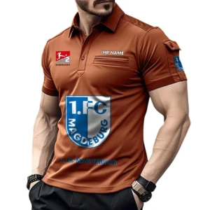 1. FC Magdeburg Poloshirt mit Tasche, All Over Print Hemd für Männer BDE4805092526 - Orange