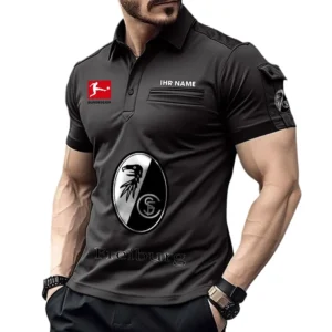 SC Freiburg Poloshirt mit Tasche, All Over Print Hemd für Männer BDE4805092529 - Schwarz