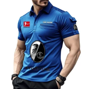 SC Freiburg Poloshirt mit Tasche, All Over Print Hemd für Männer BDE4805092529 - Blau