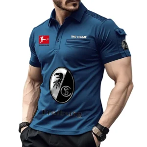 SC Freiburg Poloshirt mit Tasche, All Over Print Hemd für Männer BDE4805092529 - Marineblau