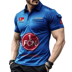 1. FC Nurnberg Poloshirt mit Tasche, All Over Print Hemd für Männer BDE4805092530 - Blau