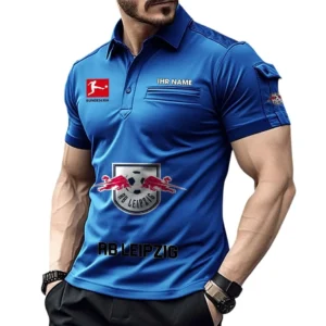 RB Leipzig Poloshirt mit Tasche, All Over Print Hemd für Männer BDE4805092531 - Blau