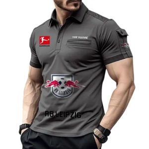 RB Leipzig Poloshirt mit Tasche, All Over Print Hemd für Männer BDE4805092531 - Grau