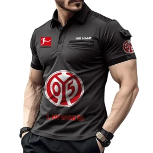 1. FSV Mainz 05 Poloshirt mit Tasche, All Over Print Hemd für Männer BDE4805092533 - Schwarz