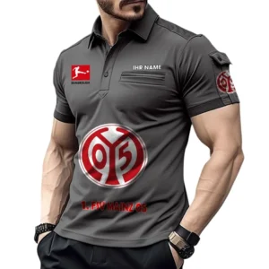 1. FSV Mainz 05 Poloshirt mit Tasche, All Over Print Hemd für Männer BDE4805092533 - Grau