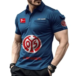 1. FSV Mainz 05 Poloshirt mit Tasche, All Over Print Hemd für Männer BDE4805092533 - Marineblau