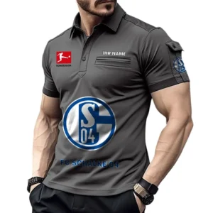 Schalke 04 Poloshirt mit Tasche, All Over Print Hemd für Männer BDE4805092534 - Grau