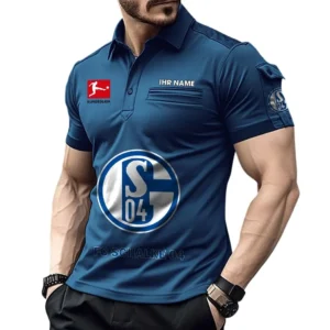 Schalke 04 Poloshirt mit Tasche, All Over Print Hemd für Männer BDE4805092534 - Marineblau