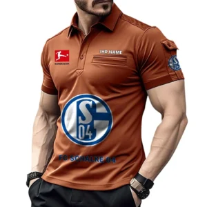 Schalke 04 Poloshirt mit Tasche, All Over Print Hemd für Männer BDE4805092534 - Orange