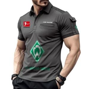 Werder Bremen Poloshirt mit Tasche, All Over Print Hemd für Männer BDE4805092535 - Grau
